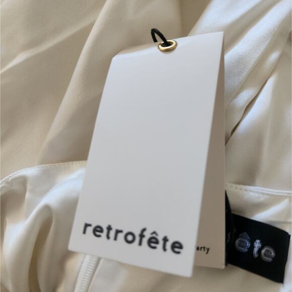 Retrofete Margot Dress White Size Medium Silk Blend Open Back Bridal NWT - Picture 14 of 16